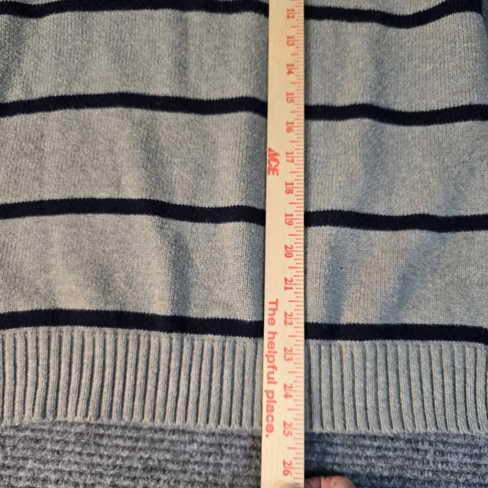 Polo Ralph Lauren Quarter Zip Sweater Men's Medium Gray & Blue Striped